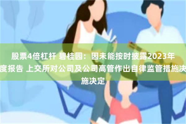 股票4倍杠杆 碧桂园：因未能按时披露2023年年度报告 上交所对公司及公司高管作出自律监管措施决定